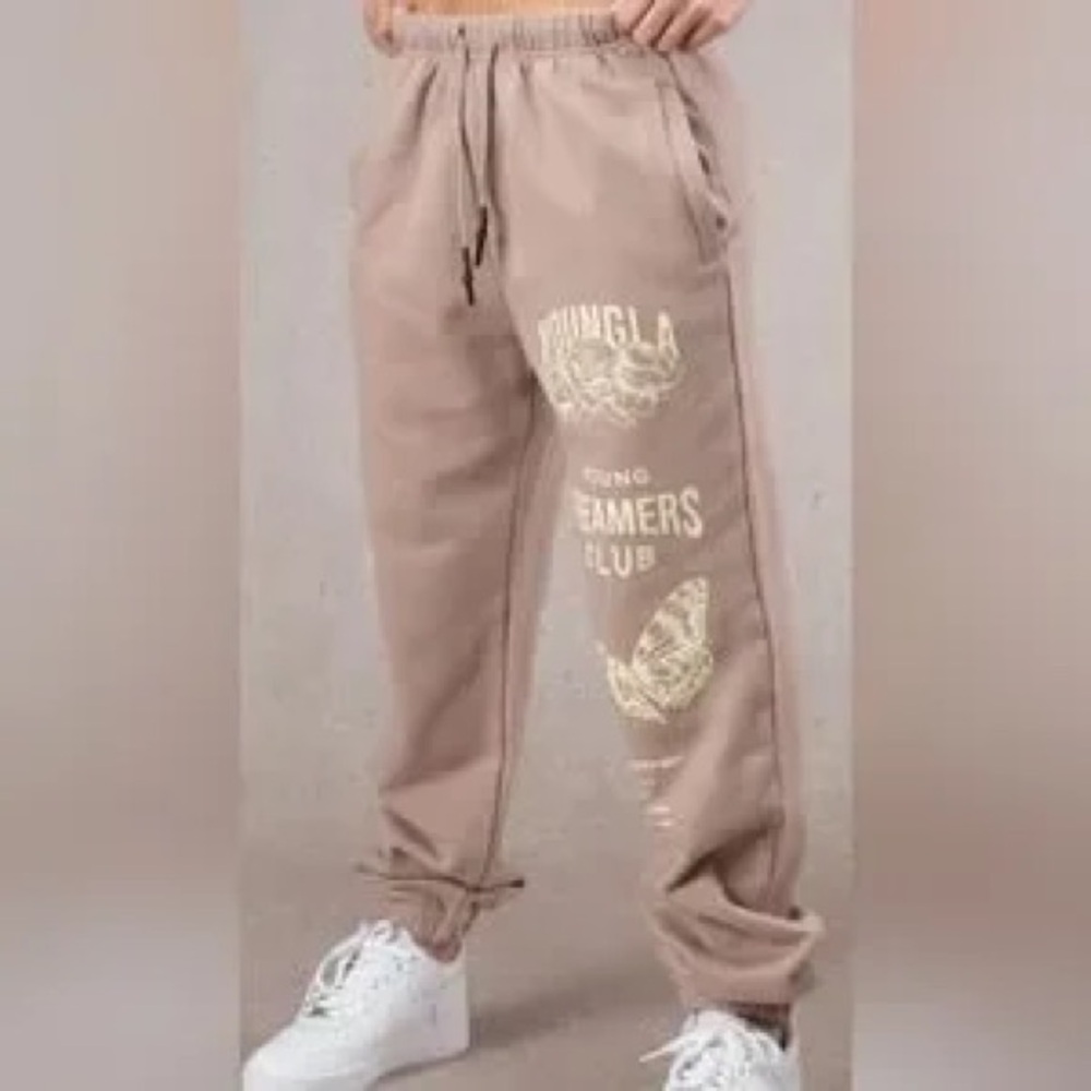 YoungLA Dusty Mauve Joggers Dreamers Club Sweatpants Unisex Size L Fleece - Picture 2 of 11